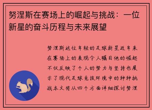 努涅斯在赛场上的崛起与挑战：一位新星的奋斗历程与未来展望
